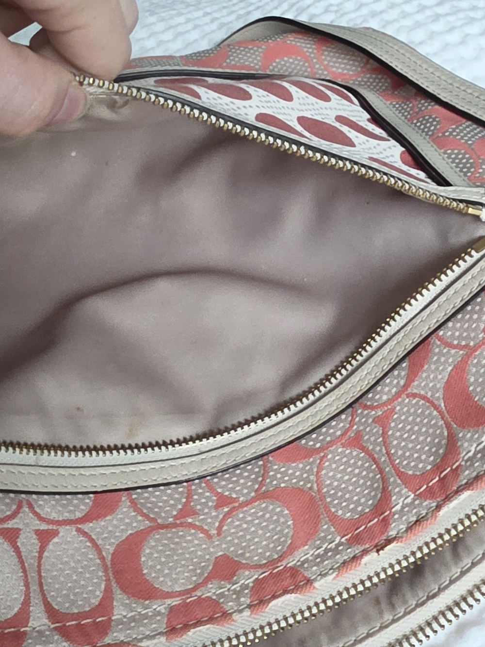 Coach Pink Polka Dot Signature Canvas Shoulder Bag - Picture 9 of 16